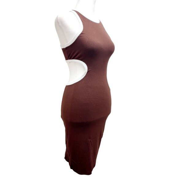 Womens Dresses Summer Mid Sleeveless Open Back Hollow Pullover Brown Size S - Picture 11 of 12